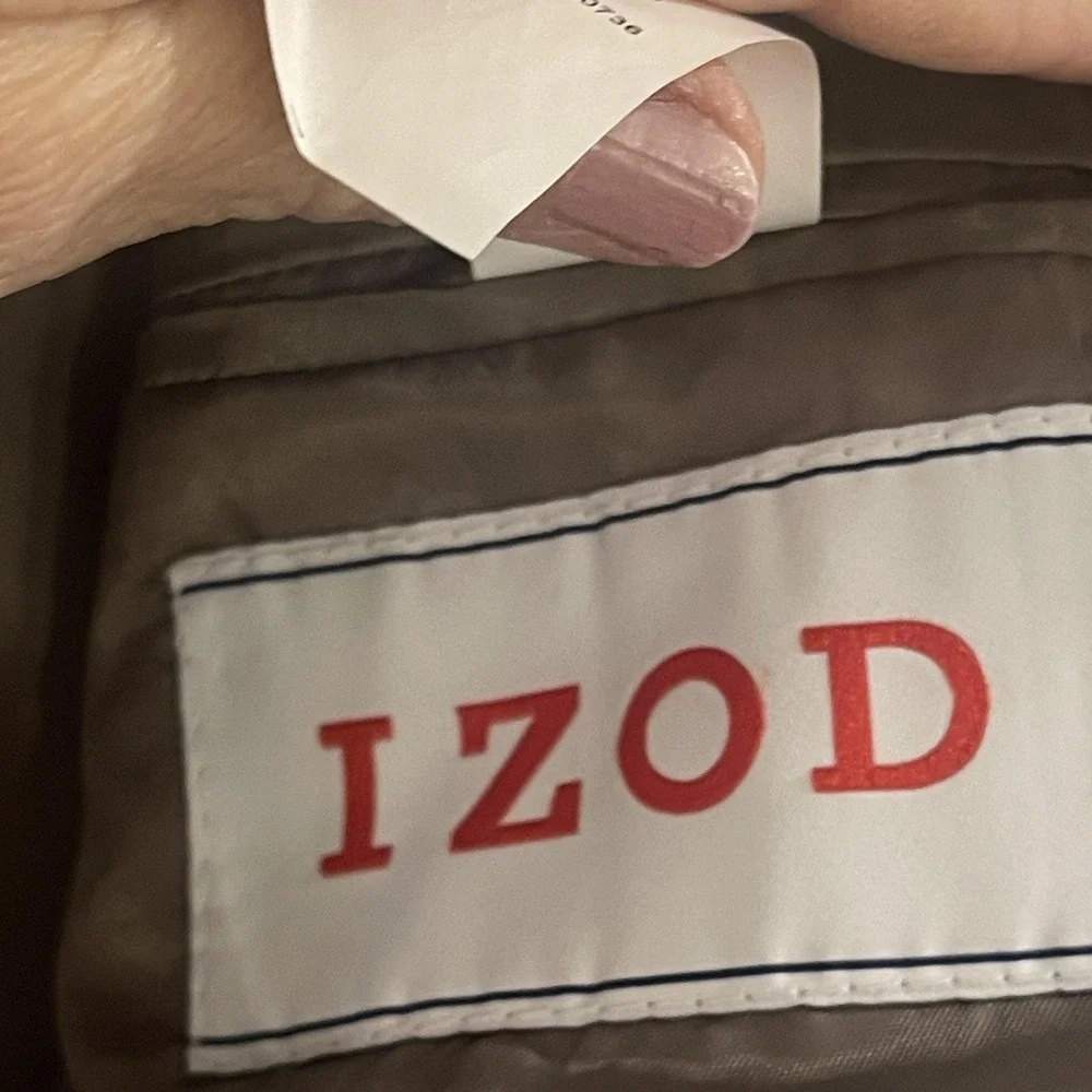 Izod‎ Blazer Mens 44R Tan Gray Glen Plaid Two Button Side Vents Lined Sport Coat